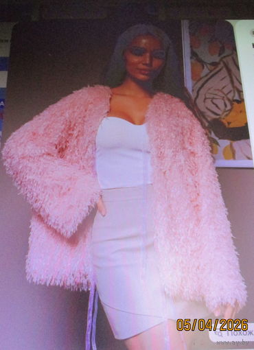 Кардиган Перья Розовый р.46-56