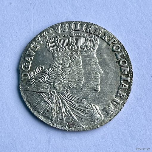 Монета СЕРЕБРО Польша ОРТ 18 грошей 1754 год АВГУСТ lll ОТЛИЧНЫЙ
