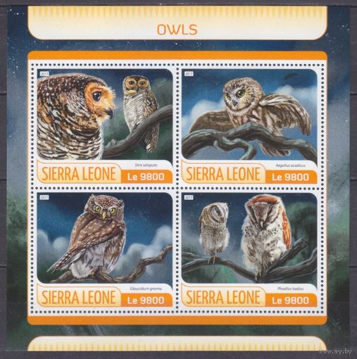 2017 Сьерра-Леоне 8610-8613KL Птицы - Совы 11,00 евро