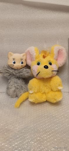 Мягкие игрушки СССР. Котик и мышка (с резиновыми элементами). 18