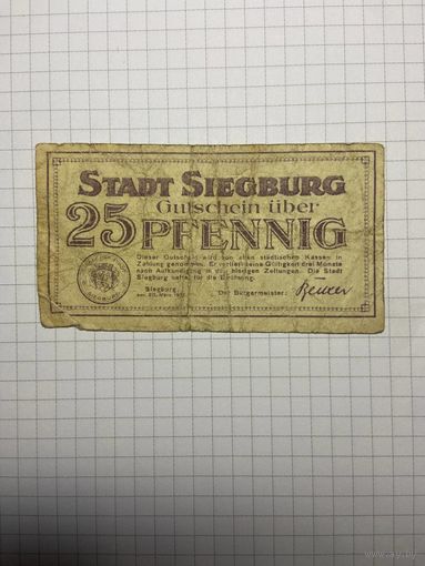 25 пфенигов (нотгельды) г. Германия.-2012