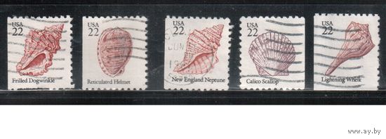 США-1985, (Мих.1741-1745 ),  гаш., Стандарт, Раковины (полная серия) (1)
