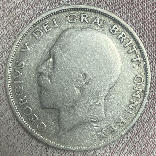 Монета 1/2 кроны 1921 год. Великобритания. Король Георг V.