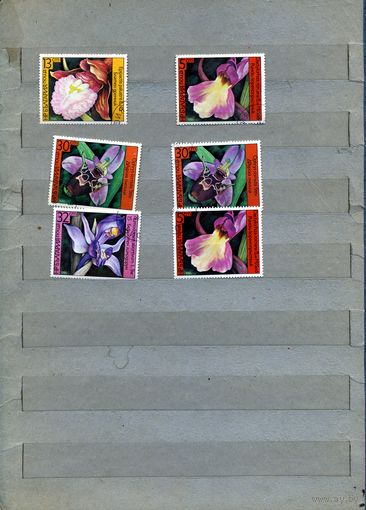 БОЛГАРИЯ, 1986,  ОРХИДЕИ, "СБОРКА"  6м  по 25 коп шт  гашеная