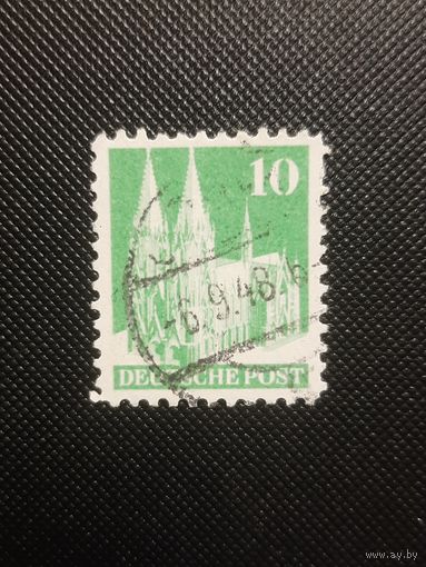 Германия. Союзная оккупация. 1948г. гашеная тип1 (разбита цифра 0)