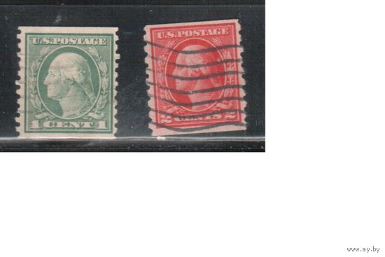 США-1914, (Скотт.452-453), гаш. , Стандарт, Президенты,Вашингтон,