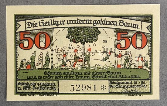 Нотгельд Кенигсауэ,50 пфеннигов 1921 год. Веймарская республика.