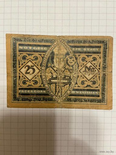 Нотгельд 25 пфеннигов Германия Падерборн-0301