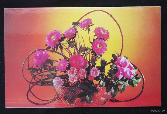 Левянт Ю., Медведева А. С днем рождения ! Цветы. Флора. 1982 год. Двойная #0143-FL1P72