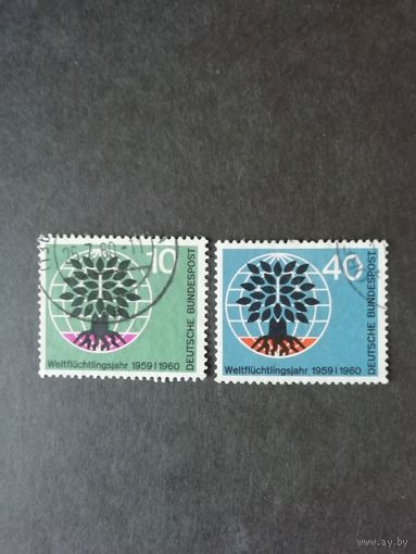 ФРГ 1960 Серия из двух марок "Всемирный год беженцев" (гашеные без клея) Mi. 326-327 каталог 3.00 евро