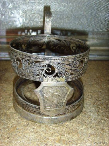 Подстаканник Горький СССР Мельхиор . Скань