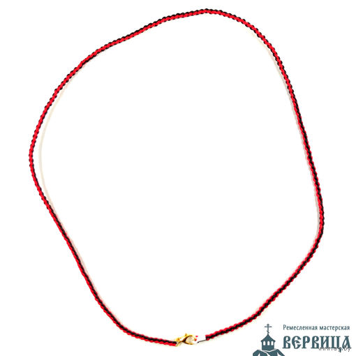 Гайтан вощёный хлопковый 60 см (чёрно-красный)