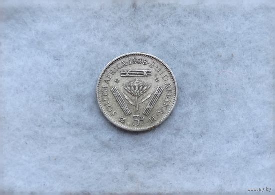 Werty71 Южная Африка 3 пенса 1938 серебро ЮАР