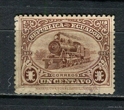 Эквадор - 1908 - Локомотив 1С - [Mi.167] - 1 марка. Гашеная.  (Лот 30JB)-TG3P56