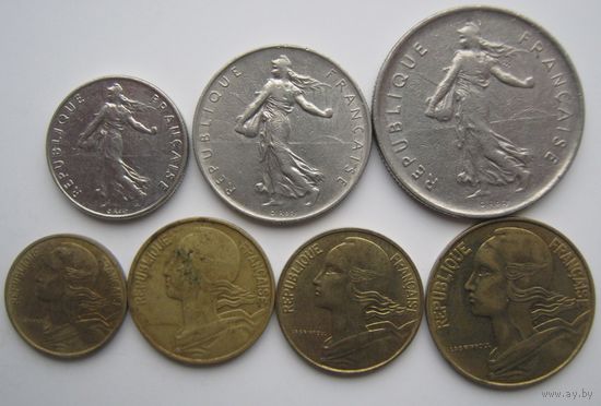 Монеты Франции ( 1960-1990 гг )-7 шт.