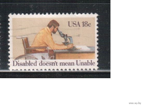 США-1981, (Мих.1497) , гаш. , Инвалиды, Микроскоп, (одиночка)