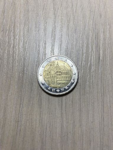 Германия, 2 евро 2010 F Бремен замок