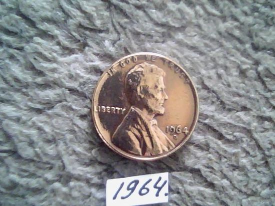 Монеты. США 1 цент 1964.