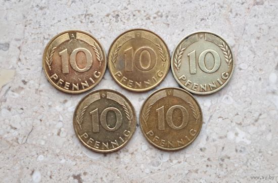 Германия 5 монет 10 пфеннигов A D G F J