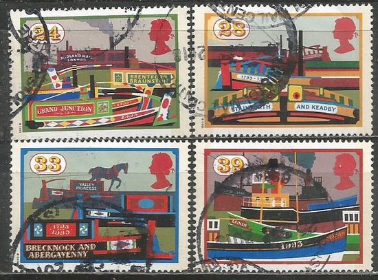 Британия. 300-летие британских каналов. 1993г. Mi#1459-62. Серия.