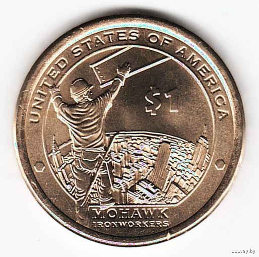 1 доллар США 2015 год Сакагавея Рабочие Мохоки двор D _состояние UNC