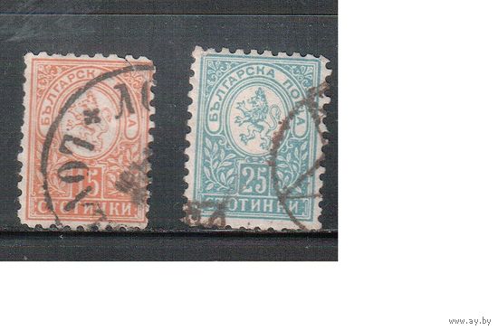 Болгария(Княжество)-1889, (Мих.33В-34В ),  гаш. , Стандарт, Герб,  перф. 10 1/2 ,(1)
