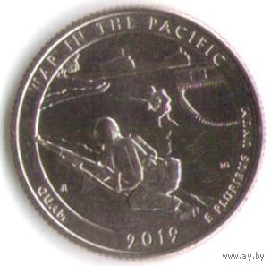25 центов 2019 г. Парк=48 Национальный монумент воинской доблести  в Тихом океане Гуам Двор Р _состояние UNC
