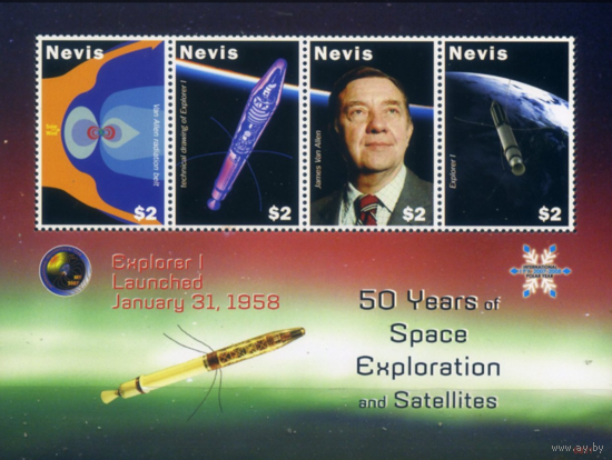 Невис 2008 космос спутник высадка на Луну  MNH
