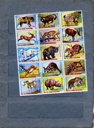 Экваториальная Гвинея,1974,  ФАУНА, серия  15м сцепке, гашен