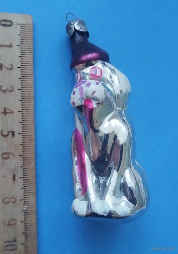 Ёлочная игрушка из далёкого и прекрасного детства. Собачка. С рубля