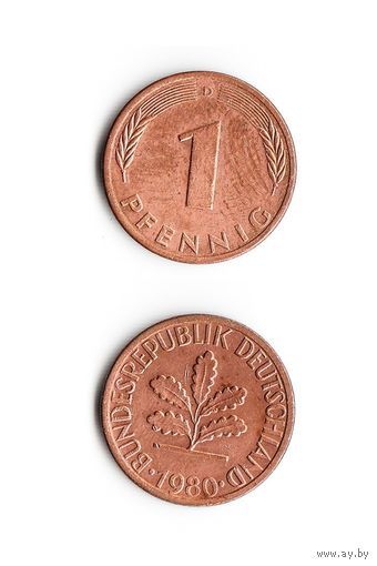 1 пфенниг Германия 1980 года(D)