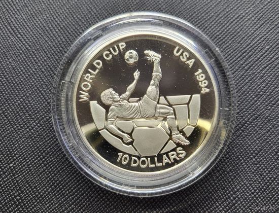 Фиджи 10 долларов 1993 Чемпионат мира по футболу 1994! Серебро 925 пробы 31,64 грамм! ОБМЕН!