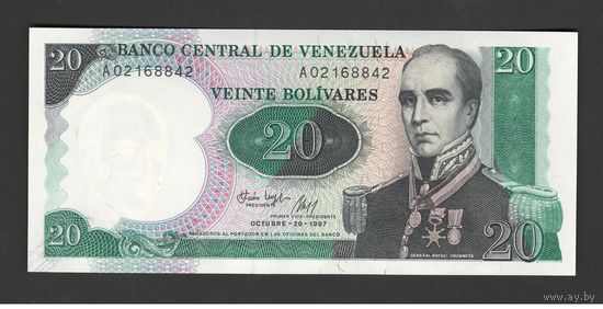 Венесуэла 20 боливаров 1987 года. Тип Р-71. Состояние UNC!
