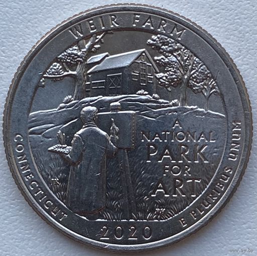 США 25 центов (квотер) 2020 г. D. Ферма Дж. А. Вейра. Штат Коннектикут