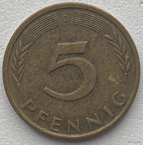 Германия 5 пфеннигов 1974 г. D