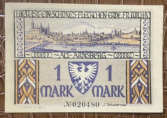 Нотгельд 1 марка 1922 год. Арнсберг. Веймарская республика