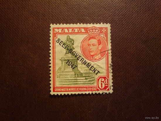 Британская Мальта 1948 г.Памятник великому магистру Антониу Мануэлю де Вильене.Восстановление самоуправления ./43а/