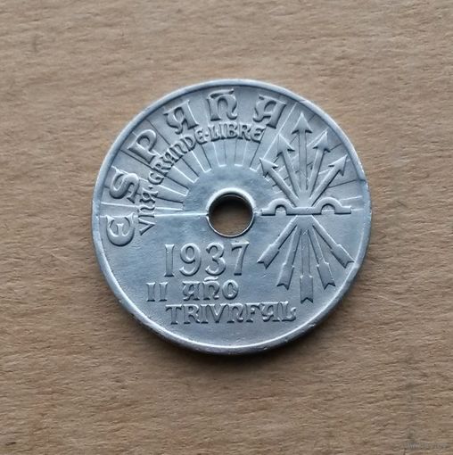 Испания, 25 сентимо 1937 г., гражданская война, франкистский выпуск
