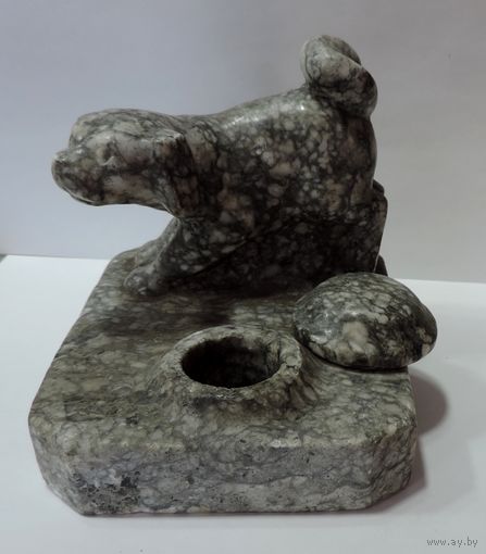 Статуэтка-чернильница из камня "Собака" 50-е годы.СССР. Размер 11-12.5 см. Высота 11.5 см.