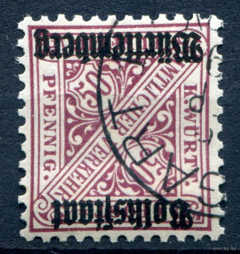 Вюртемберг (Свободное народное государство) - 1919г. - Служебные марки тип II. Цифры, 50 Pf - 1 марка - гашёная с клеем и наклейкой [Mi 269]. #1-Wu-6-A-1