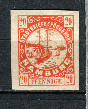 Германия - Гамбург (Hammonia) - Местные марки - 1887 - Корабль 20Pf - [Mi.15] - 1 марка. MNH, MLH.  (Лот 75Df)