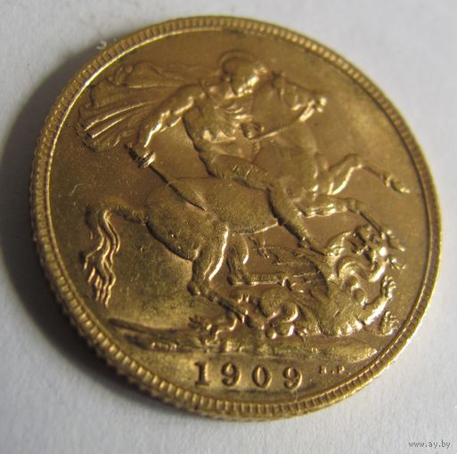 Соверен 1909 Великобритания Эдвард VII Золото (0,917) 7,99гр.
