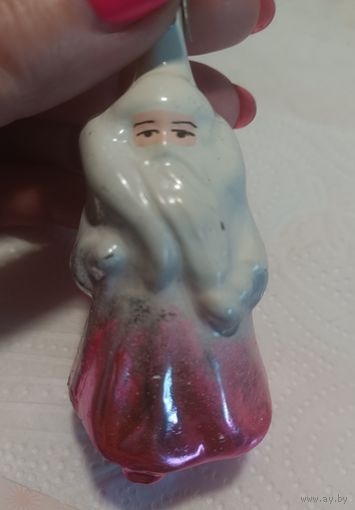 Ёлочная игрушка, стекло, дед мороз
