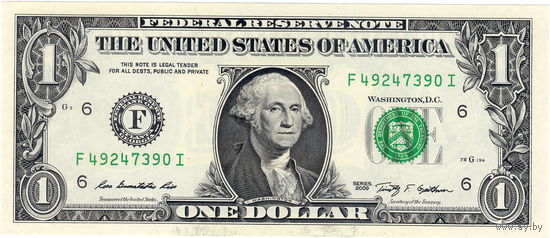 США, 1 $, 2009 г., "F", Атланта, UNC