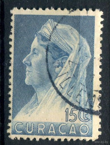 Нидерландские колонии - Кюрасао - 1936/39г. - королева Вильгельмина, 15 с - 1 марка - гашёная [Mi 151]. #3-WB-65-A-1