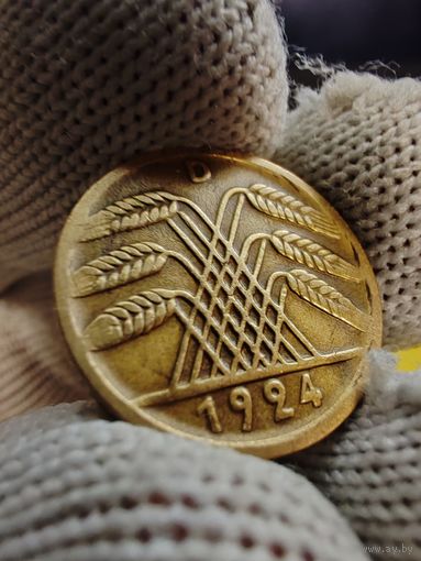5 рентенпфеннигов 1924 г. (D), отличная монетка,  СМОТРИТЕ ДР. МОИ ЛОТЫ.. Большая распродажа!