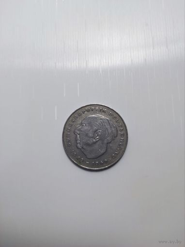 2 марки ФРГ 1982 г Памятная монета Людвиг Эрхард юбилейная коллекционная