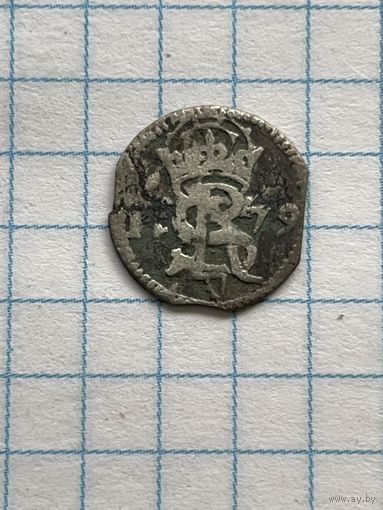 Двойной денарий 1579г. Стефан Баторий.