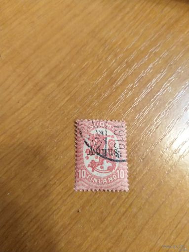 1919 Гражданская война в России оккупация Финляндией Олонца отличная сохранность след от лёгкой наклейки без дыр герб владельческий знак (2-4)