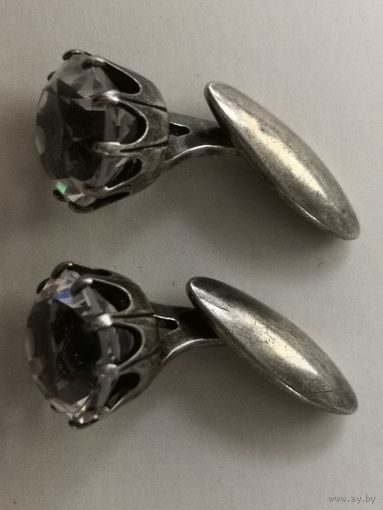 Запонки СССР Горный Хрусталь Серебро 875 проба